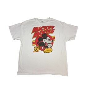 Disney T-Shirt Men's XL Mickey Mouse White Graphic Since 28 Short Sleeve Cotton